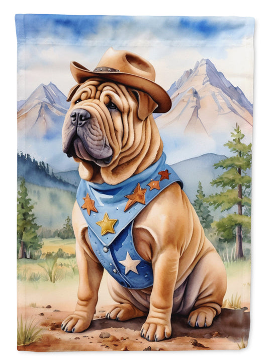 Shar Pei Cowboy Welcome House Flag