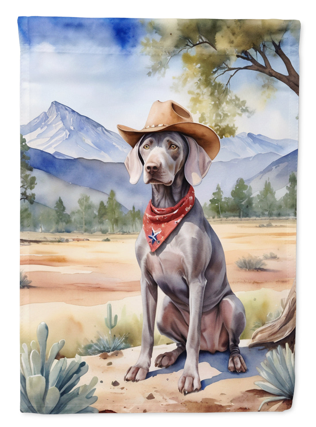 Weimaraner Cowboy Welcome House Flag