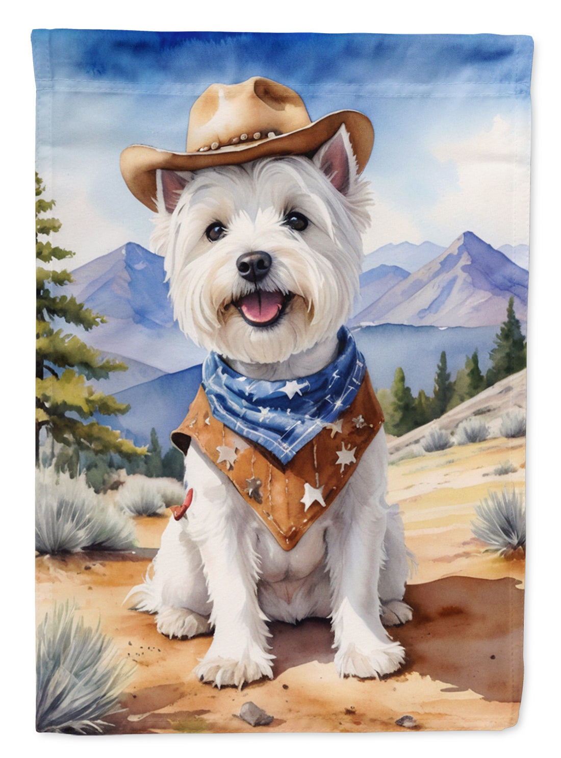 Westie Cowboy Welcome House Flag