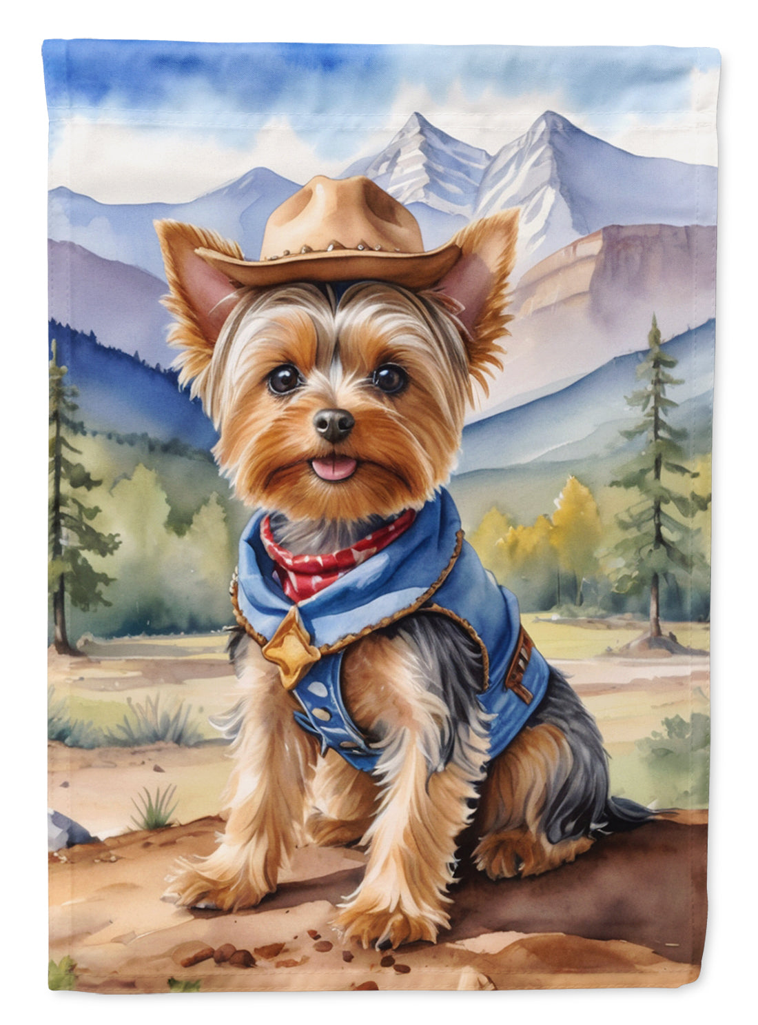 Yorkshire Terrier Yorkie Cowboy Welcome House Flag