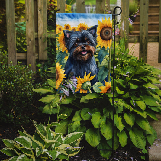 Affenpinscher in Sunflowers Garden Flag – Bright Dog-Themed Yard Decor