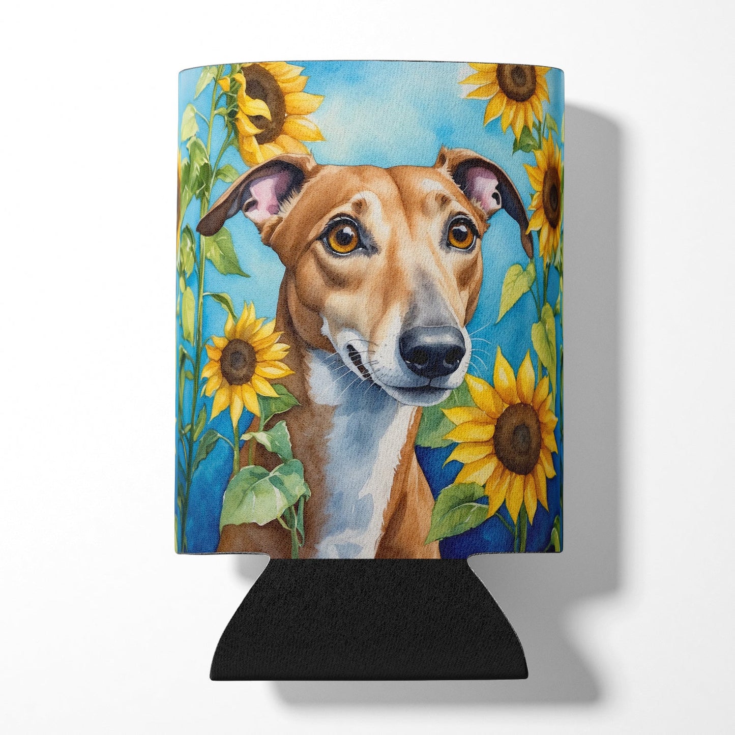 Greyhound in Sunflowers Can or Bottle Hugger