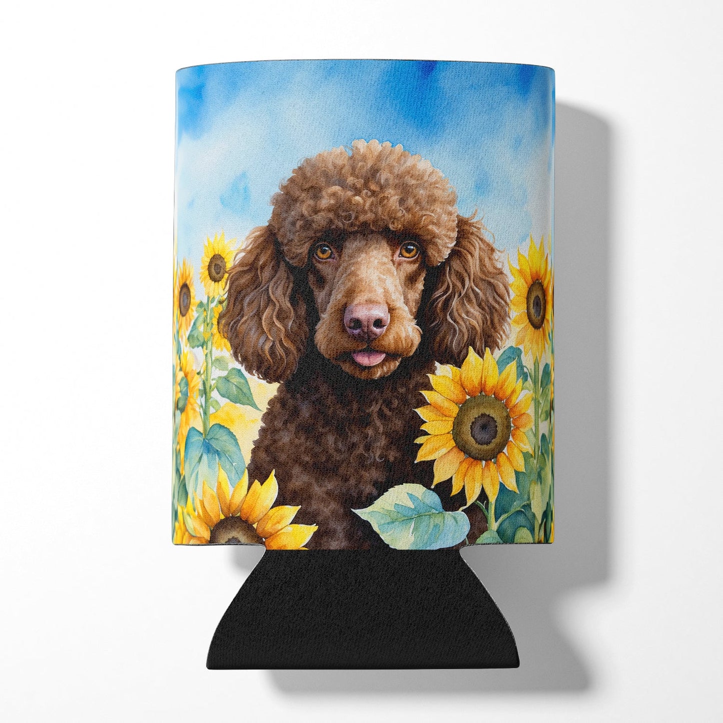 Chocolate Poodle in Sunflowers Can or Bottle Hugger