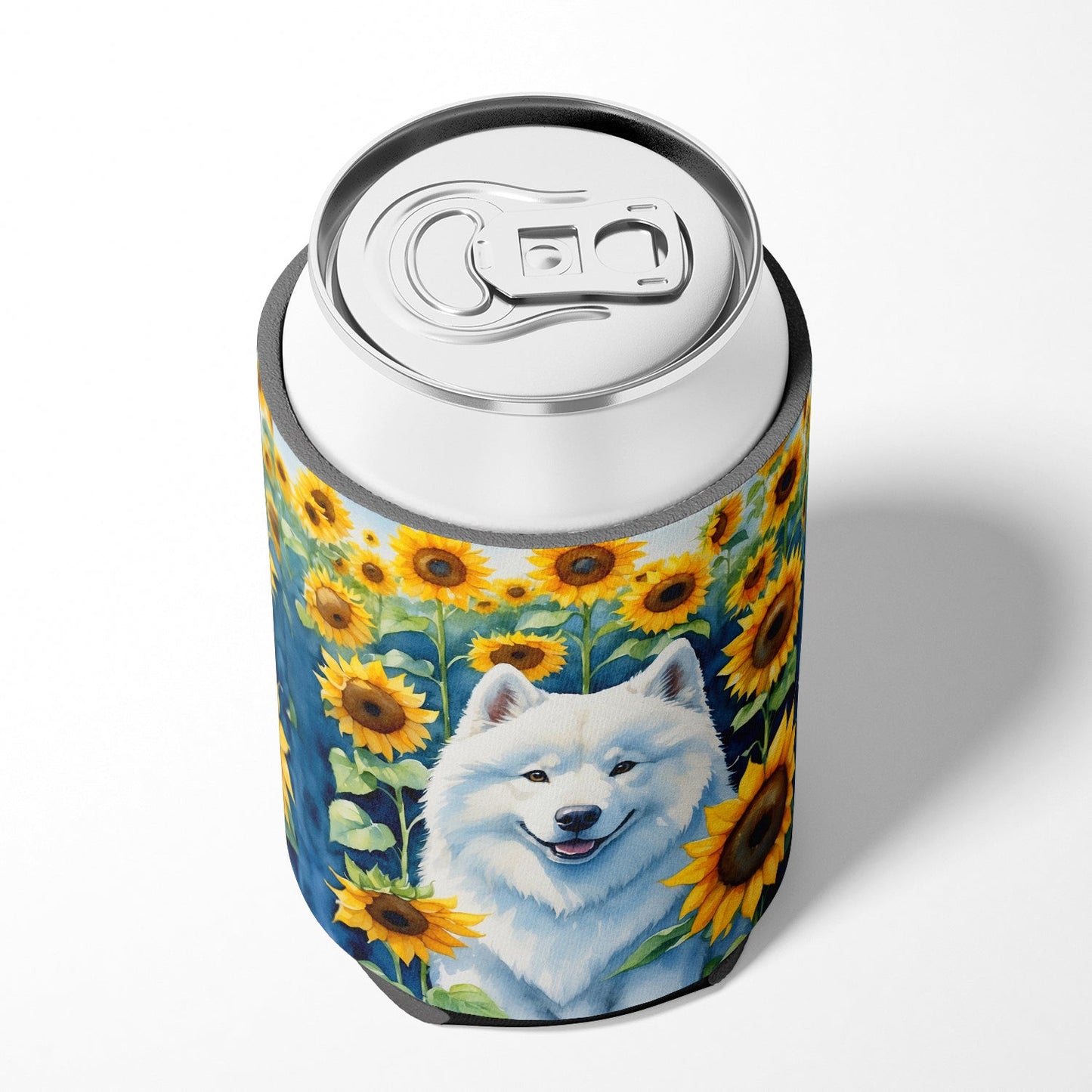 Samoyed in Sunflowers Can or Bottle Hugger