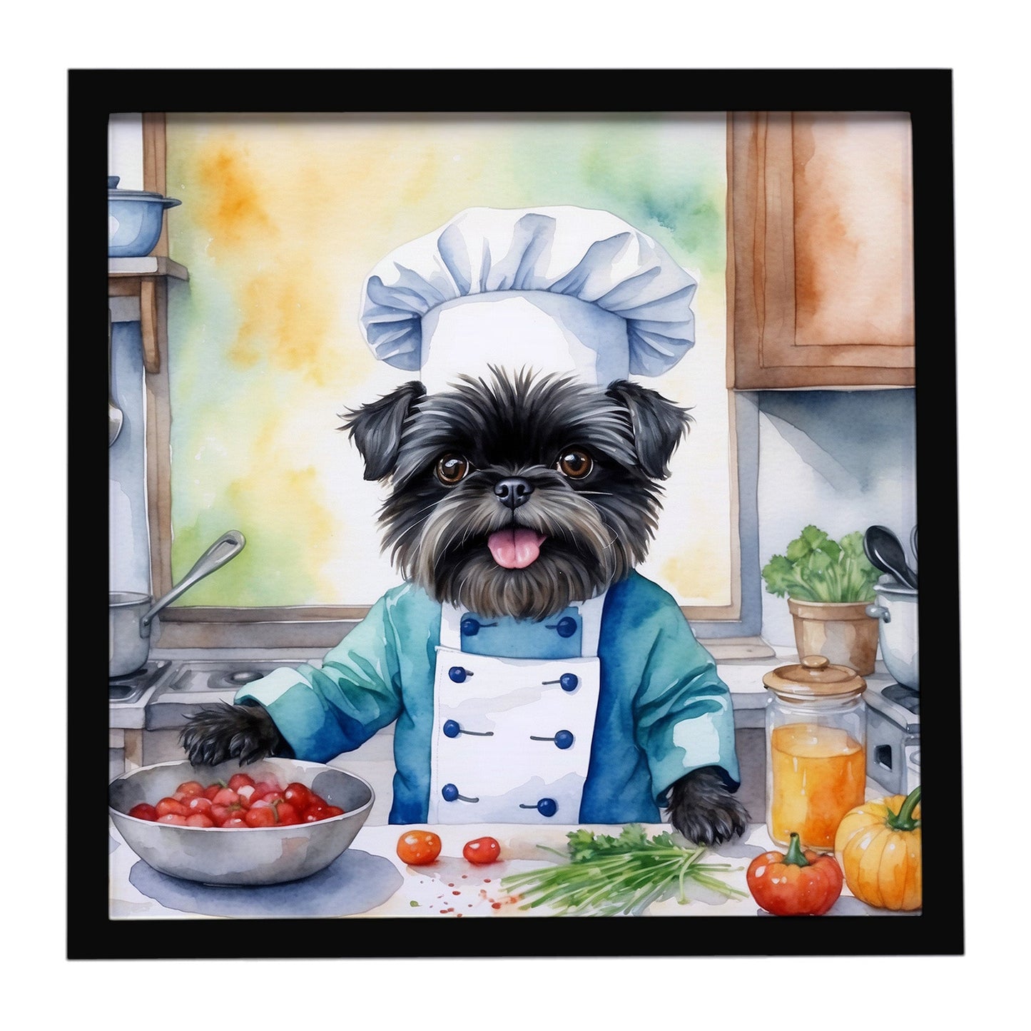 Affenpinscher The Chef Framed Metal Print