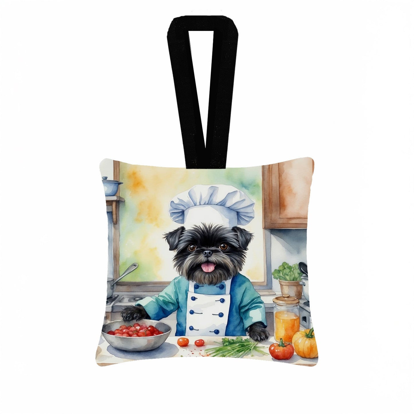Affenpinscher The Chef Hanging Square Fabric Ornament 3.5 × 3.5