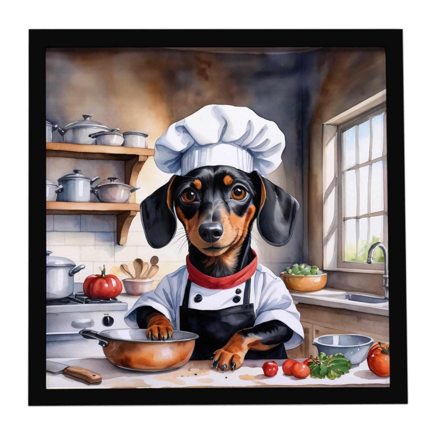 Dachshund The Chef Framed Metal Print