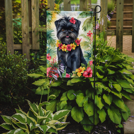 Affenpinscher Luau Garden Flag – Tropical Dog Decor with Hibiscus & Palm Leaves