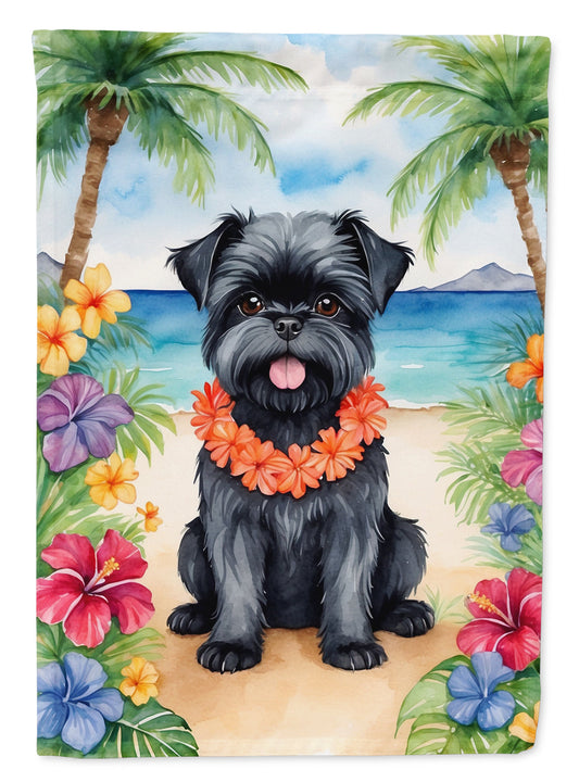 Affenpinscher Luau Garden Flag – Tropical Dog Decor with Hibiscus & Palm Leaves