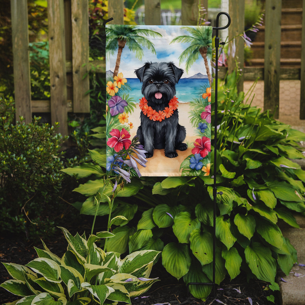 Affenpinscher Luau Garden Flag – Tropical Dog Decor with Hibiscus & Palm Leaves