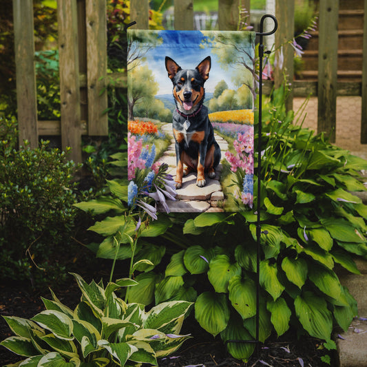 Australian Cattle Dog Spring Path Garden Flag – Dog-Themed Floral Outdoor Decor