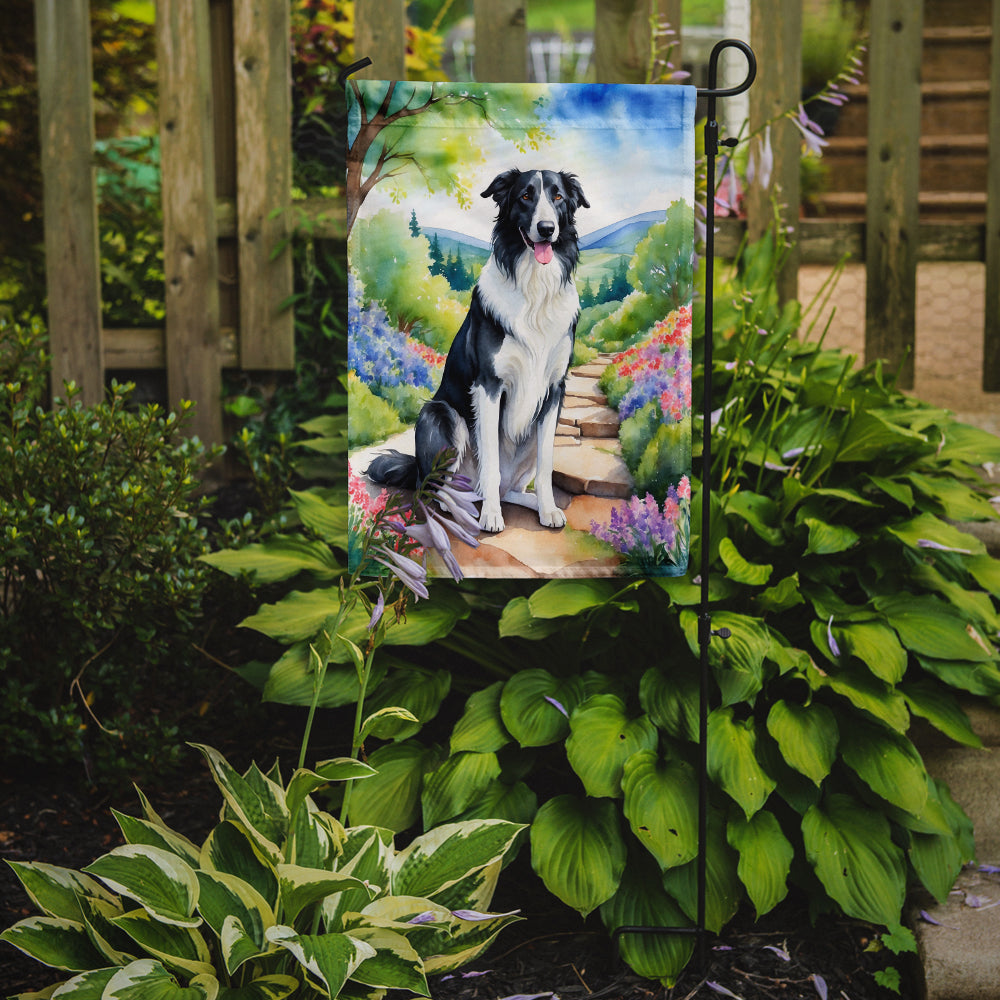 Borzoi Spring Path Garden Flag – Dog-Themed Floral Outdoor Decor