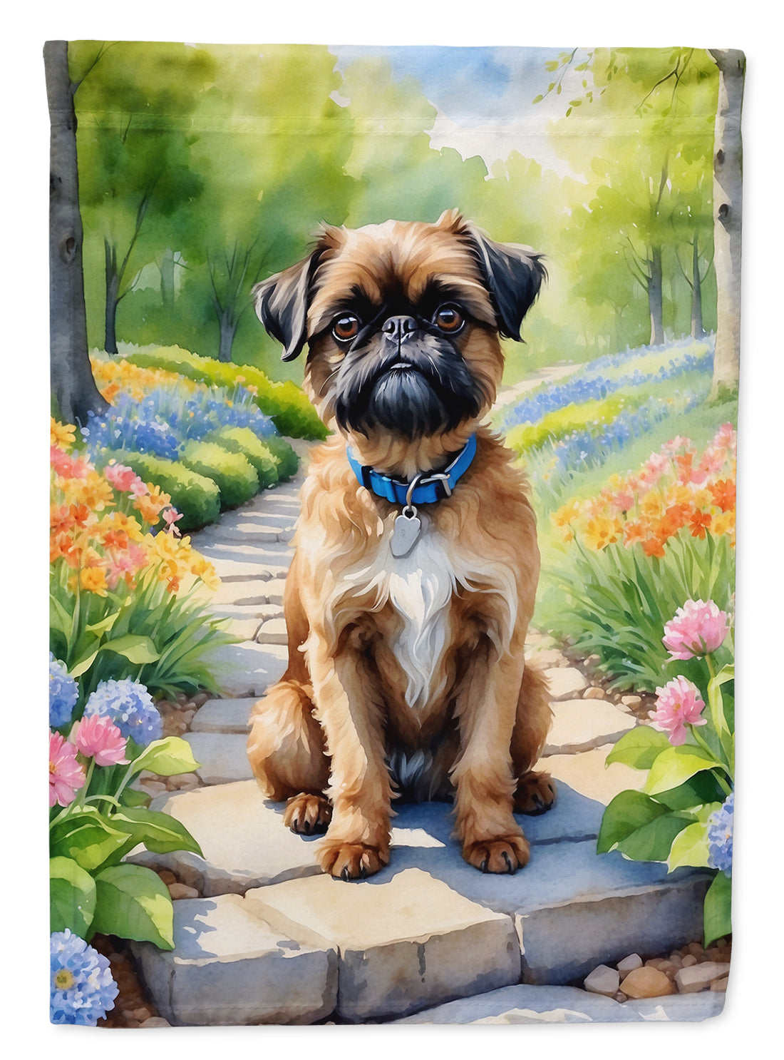 Brussels Griffon Spring Path Garden Flag – Dog-Themed Floral Outdoor Decor