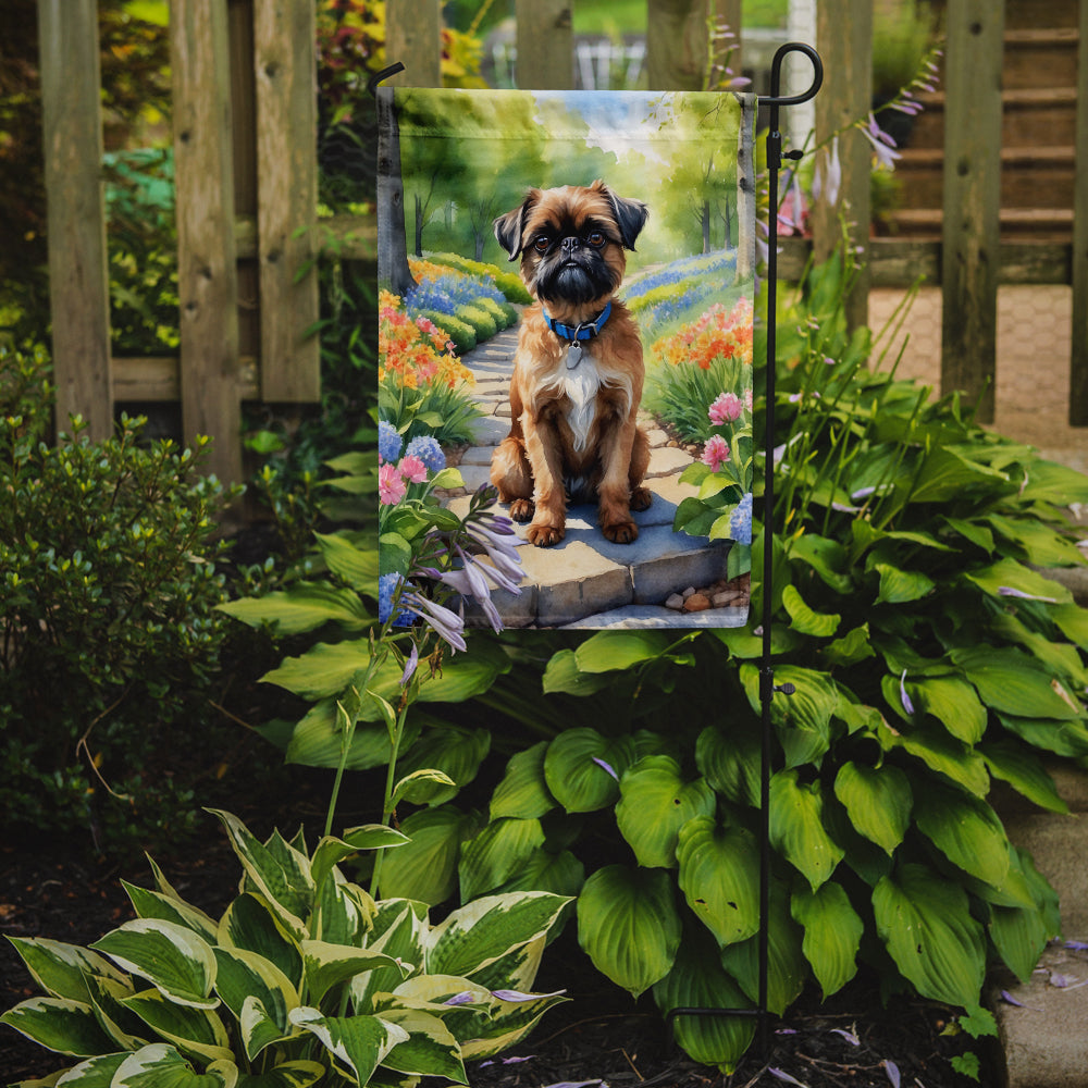 Brussels Griffon Spring Path Garden Flag – Dog-Themed Floral Outdoor Decor