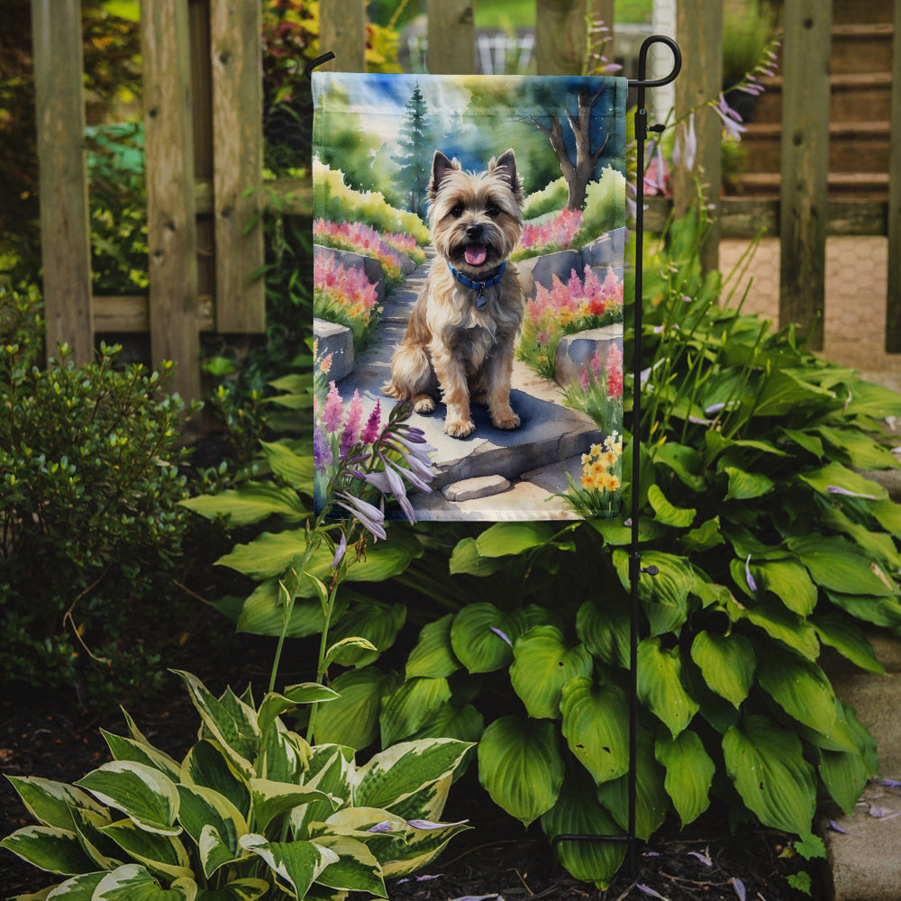 Cairn Terrier Spring Path Garden Flag  – Dog-Themed Floral Outdoor Decor