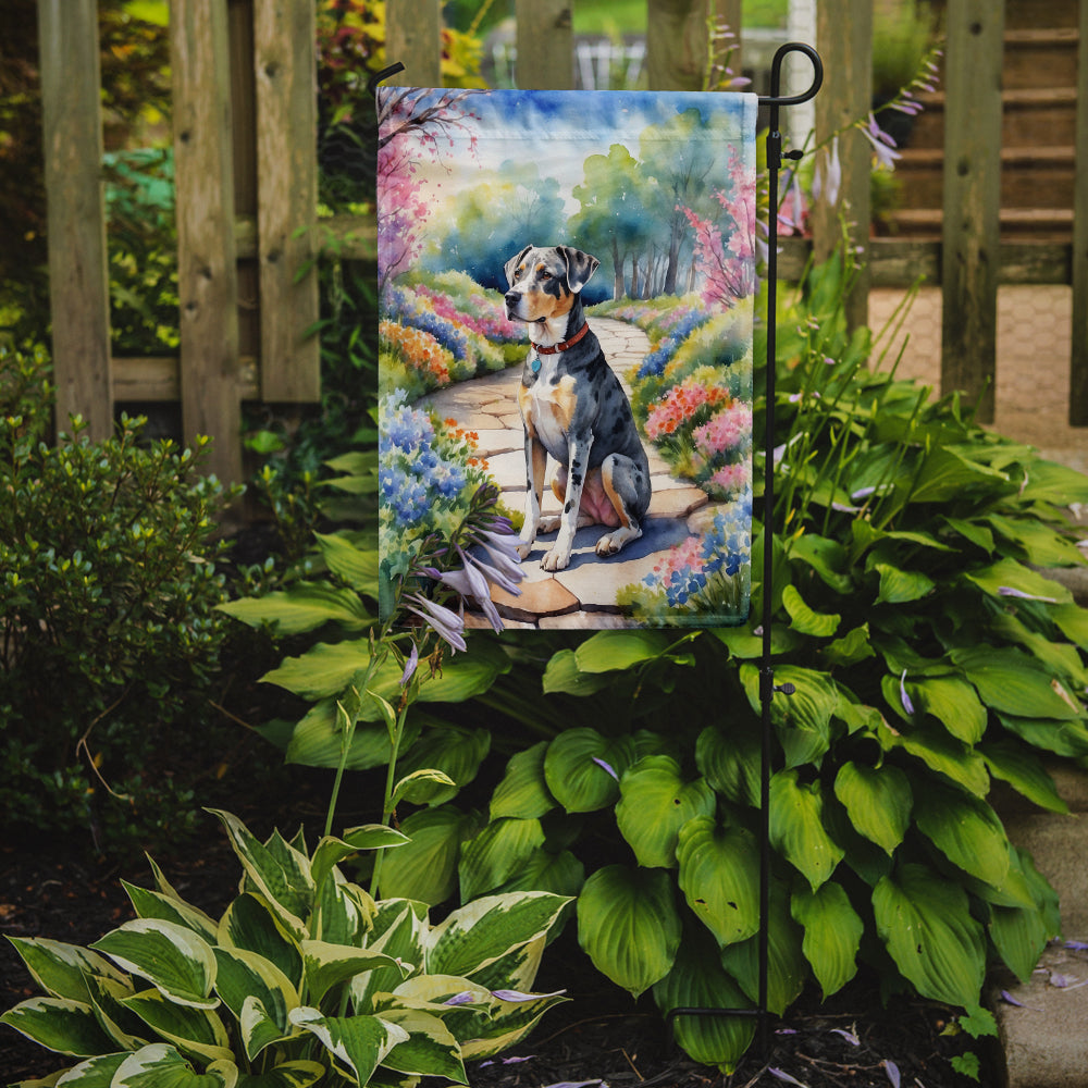 Catahoula Spring Path Garden Flag  – Dog-Themed Floral Outdoor Decor