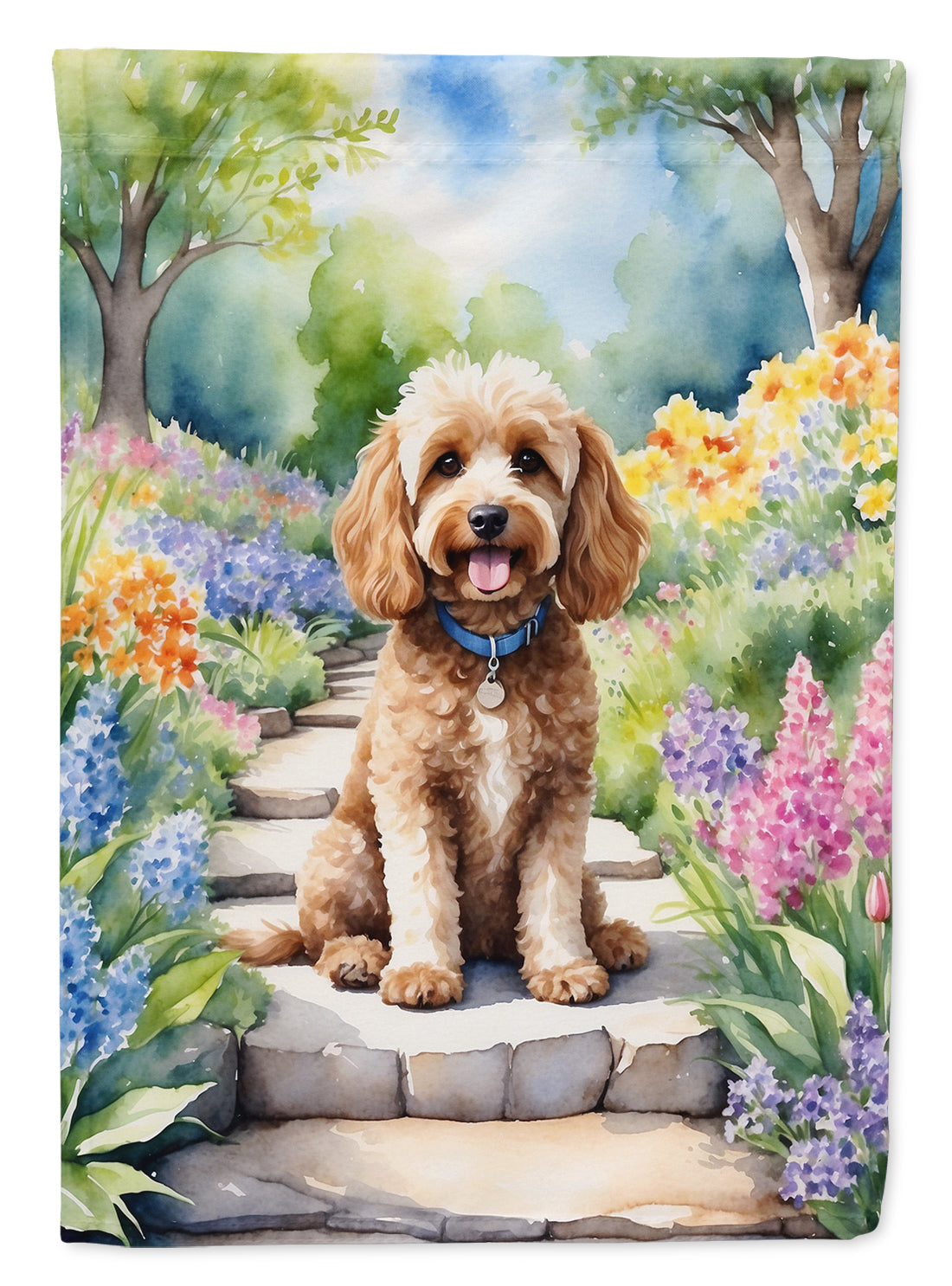 Cockapoo Spring Path Garden Flag  – Dog-Themed Floral Outdoor Decor