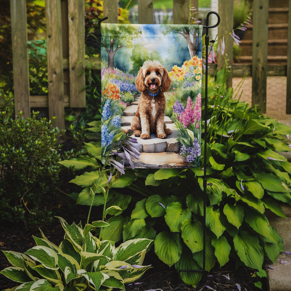 Cockapoo Spring Path Garden Flag  – Dog-Themed Floral Outdoor Decor
