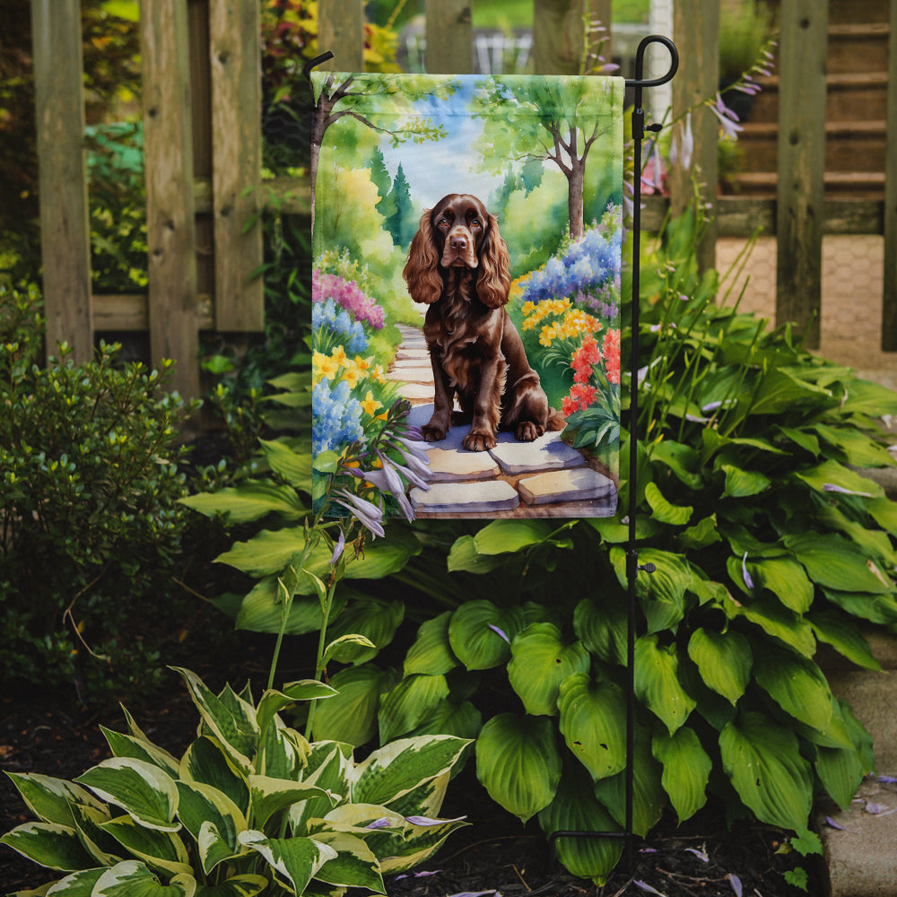 Cocker Spaniel Spring Path Garden Flag  – Dog-Themed Floral Outdoor Decor