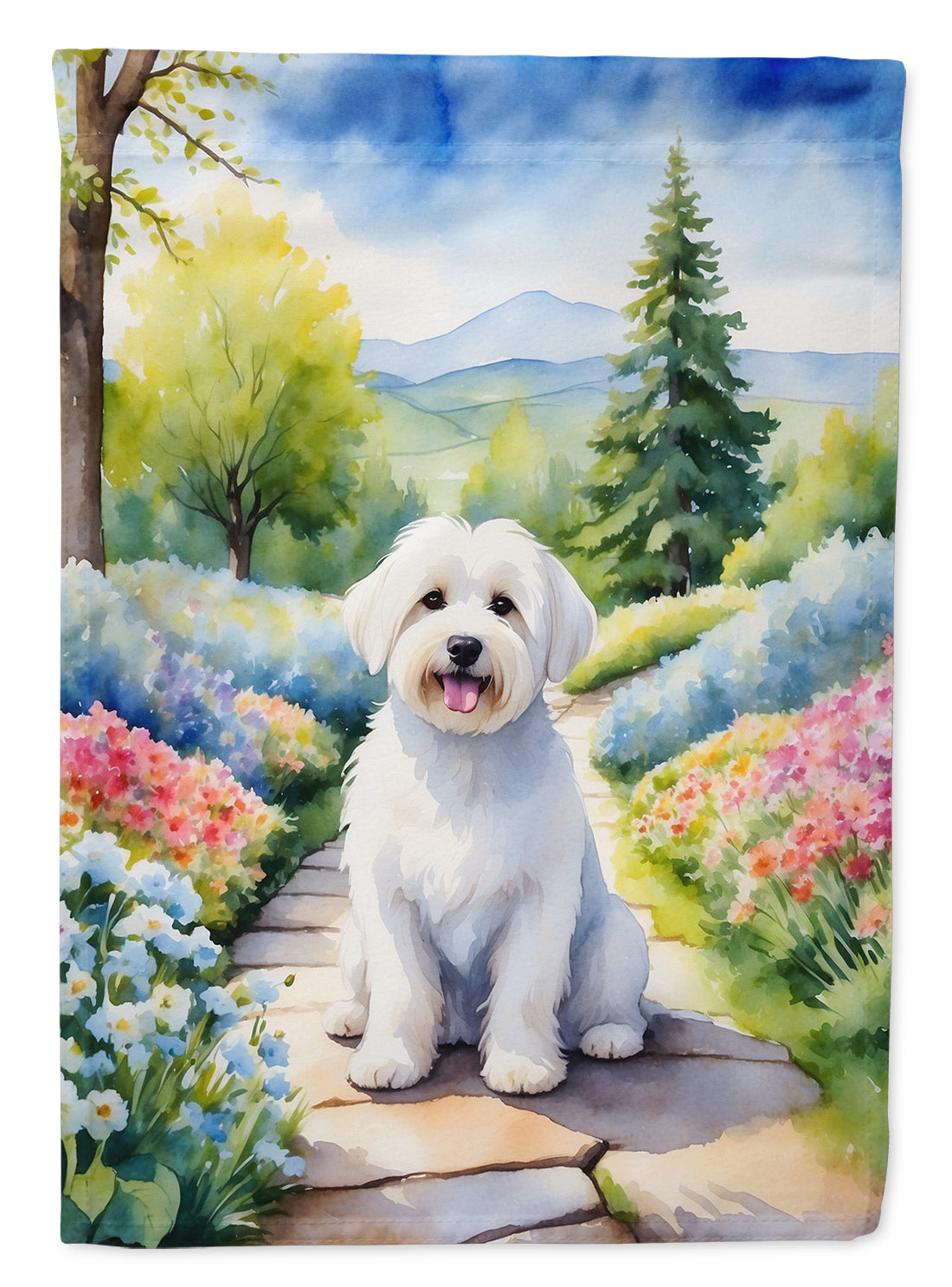 Coton de Tulear Spring Path Garden Flag  – Dog-Themed Floral Outdoor Decor