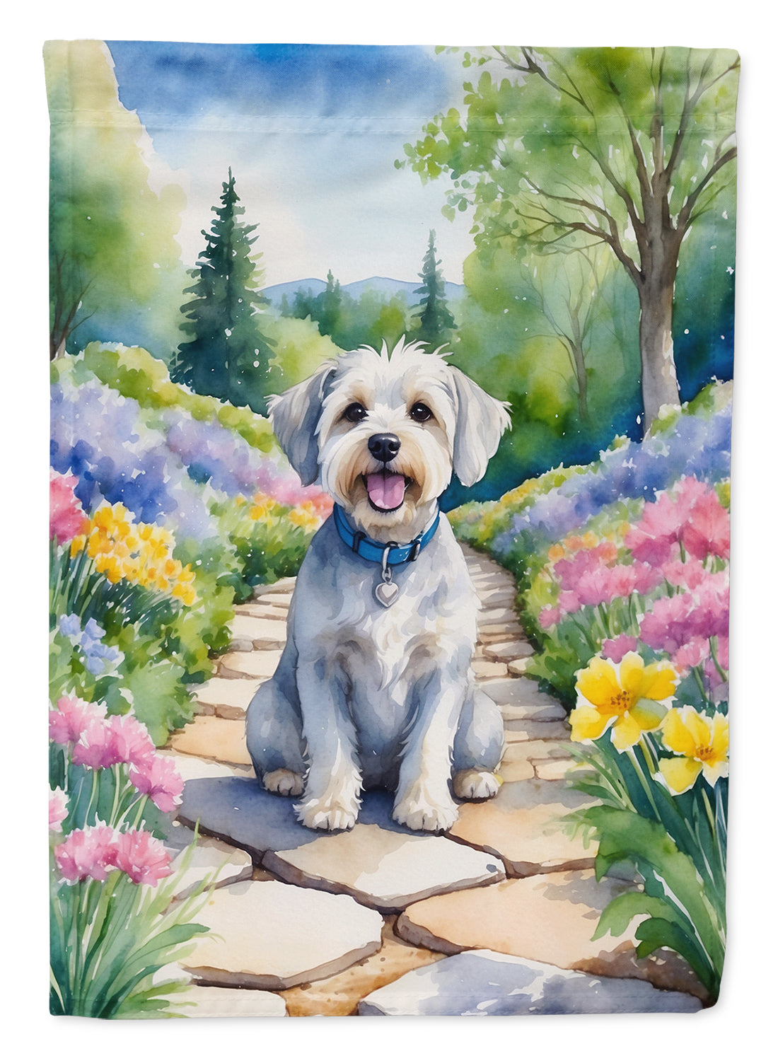 Dandie Dinmont Terrier Spring Path Garden Flag  – Dog-Themed Floral Outdoor Decor