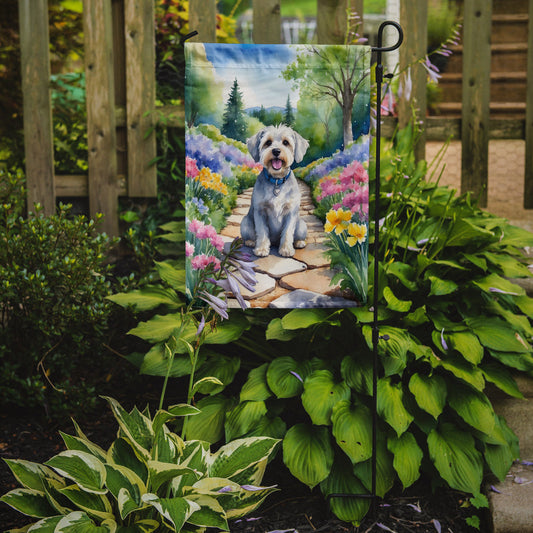 Dandie Dinmont Terrier Spring Path Garden Flag – Dog-Themed Floral Outdoor Decor