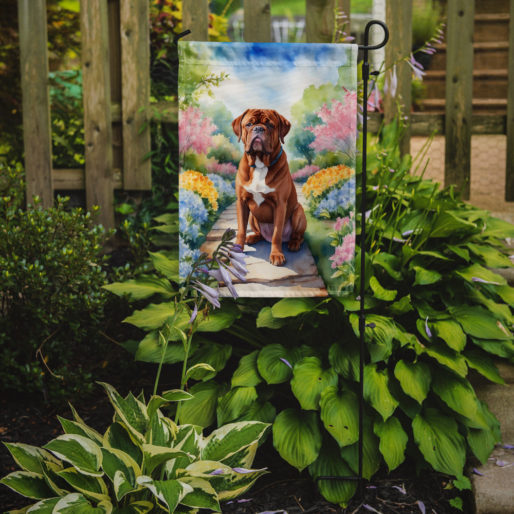 Dogue de Bordeaux Spring Path Garden Flag  – Dog-Themed Floral Outdoor Decor