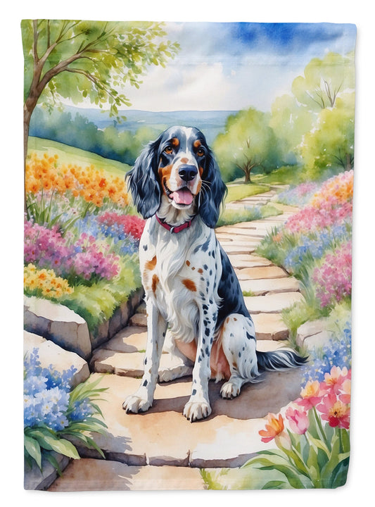 English Setter Spring Path Garden Flag  – Dog-Themed Floral Outdoor Decor