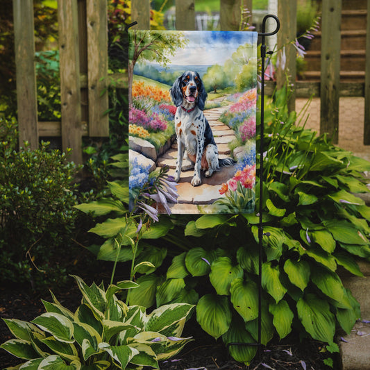 English Setter Spring Path Garden Flag  – Dog-Themed Floral Outdoor Decor