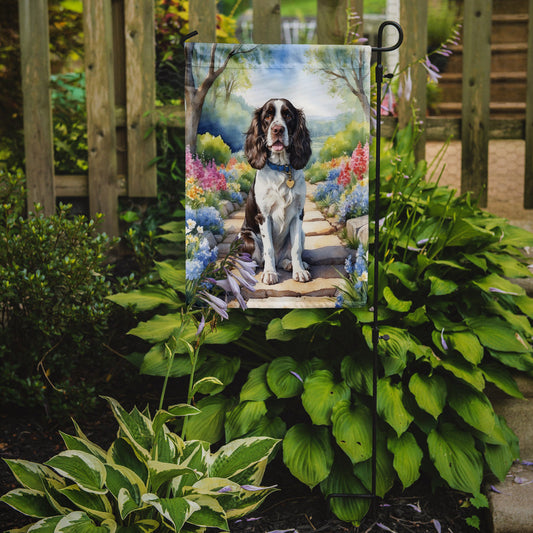 English Springer Spaniel Spring Path Garden Flag  – Dog-Themed Floral Outdoor Decor