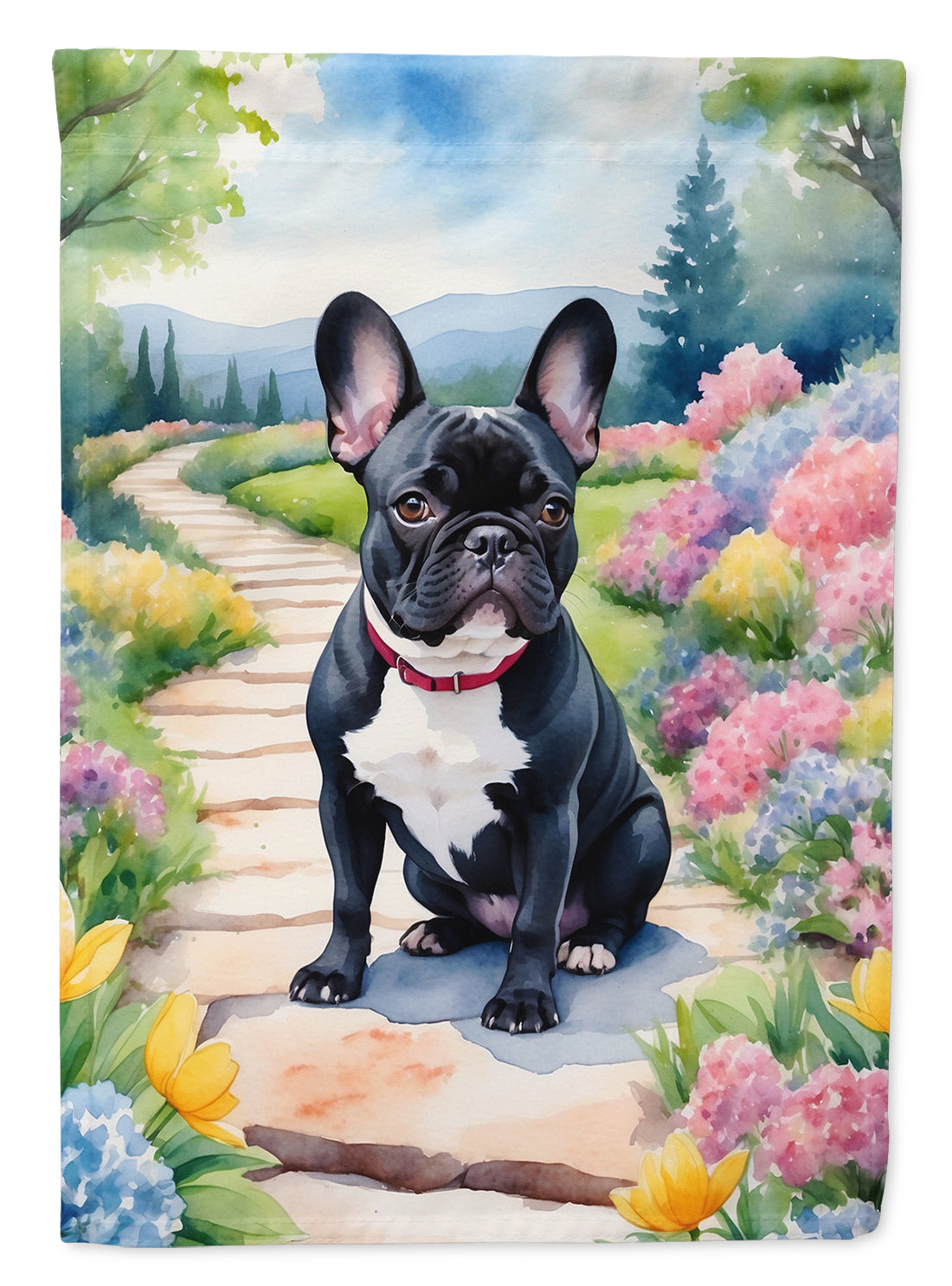 French Bulldog Spring Path Garden Flag  – Dog-Themed Floral Outdoor Decor