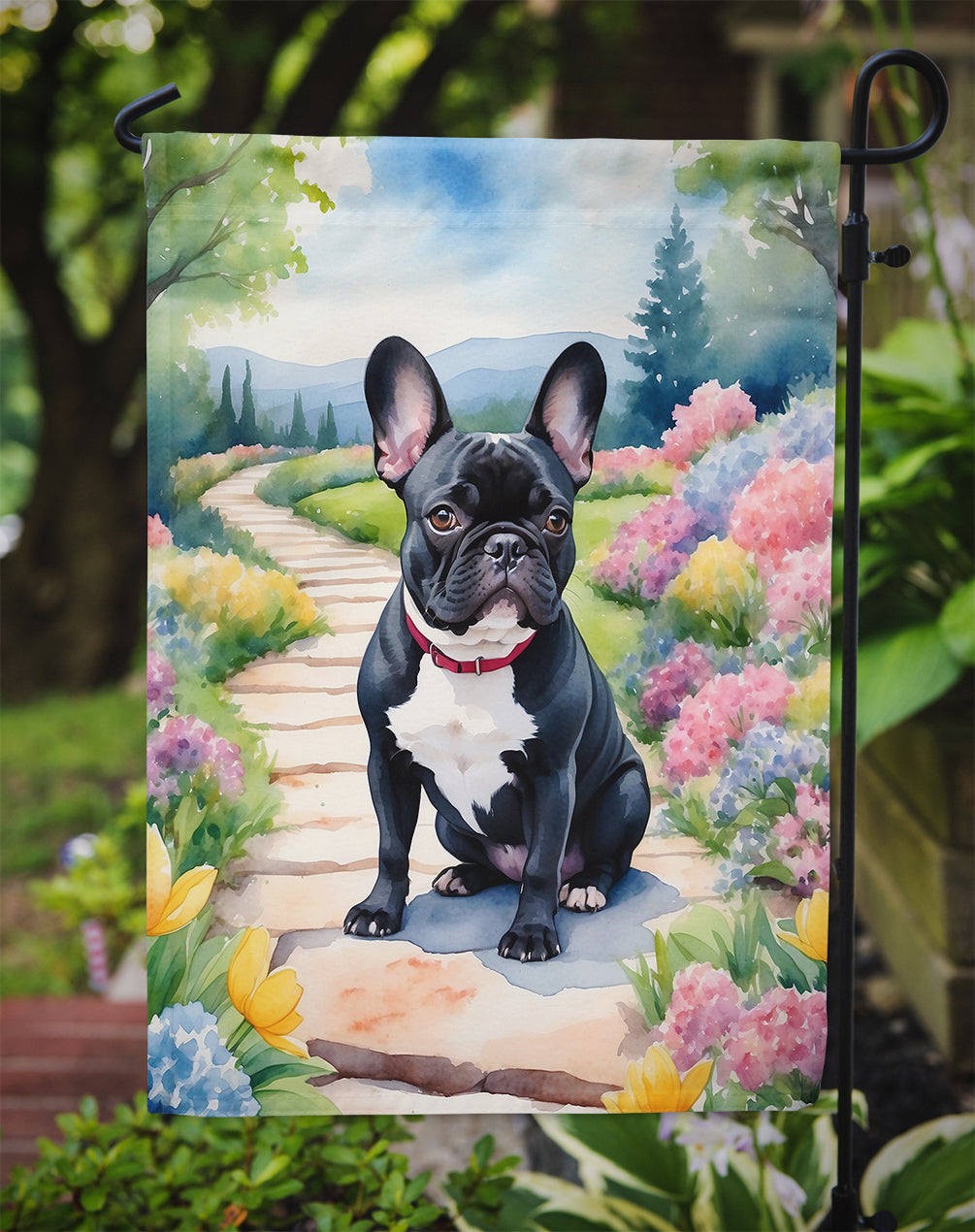 French Bulldog Spring Path Garden Flag  – Dog-Themed Floral Outdoor Decor