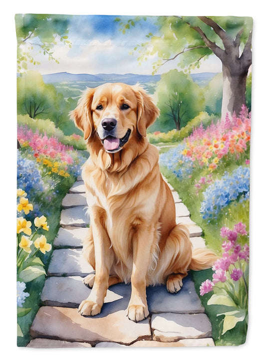 Golden Retriever Spring Path Garden Flag  – Dog-Themed Floral Outdoor Decor