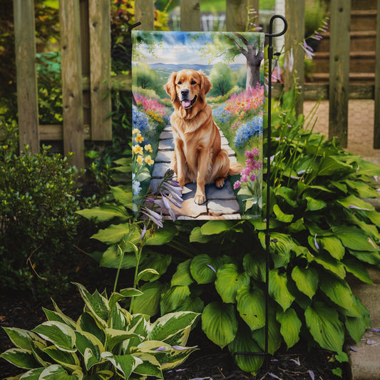 Golden Retriever Spring Path Garden Flag  – Dog-Themed Floral Outdoor Decor
