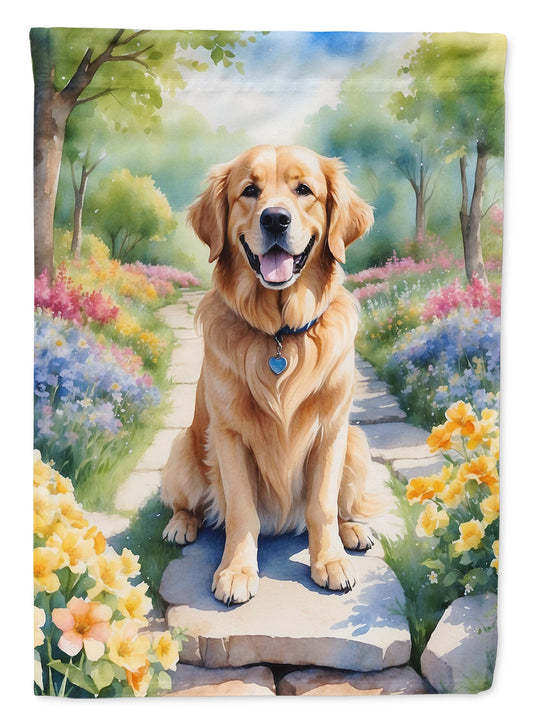 Golden Retriever Spring Path Garden Flag  – Dog-Themed Floral Outdoor Decor