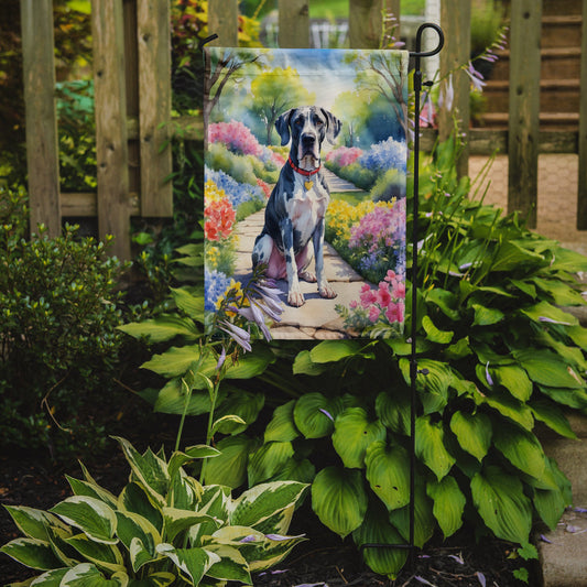 Great Dane Spring Path Garden Flag  – Dog-Themed Floral Outdoor Decor