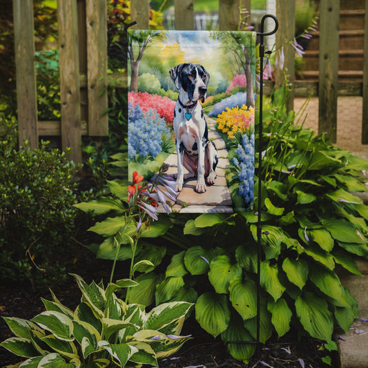 Great Dane Spring Path Garden Flag  – Dog-Themed Floral Outdoor Decor