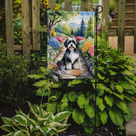 Havanese Spring Path Garden Flag  – Dog-Themed Floral Outdoor Decor