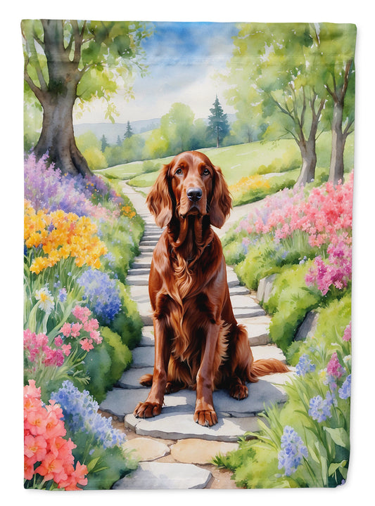 Irish Setter Spring Path Garden Flag  – Dog-Themed Floral Outdoor Decor