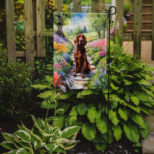 Irish Setter Spring Path Garden Flag  – Dog-Themed Floral Outdoor Decor