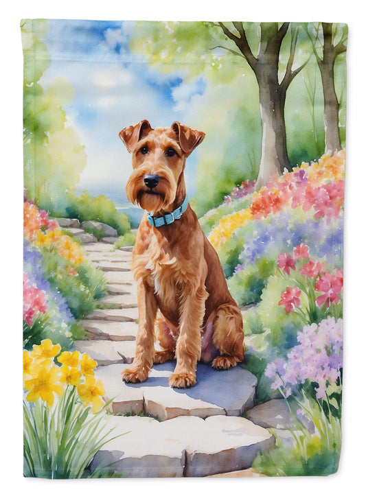Irish Terrier Spring Path Garden Flag  – Dog-Themed Floral Outdoor Decor