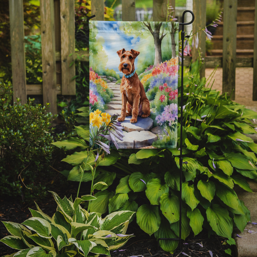 Irish Terrier Spring Path Garden Flag  – Dog-Themed Floral Outdoor Decor