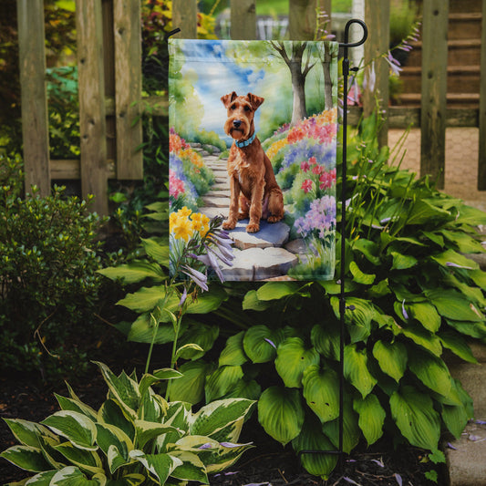 Irish Terrier Spring Path Garden Flag  – Dog-Themed Floral Outdoor Decor
