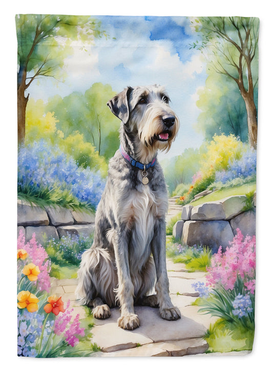 Irish Wolfhound Spring Path Garden Flag  – Dog-Themed Floral Outdoor Decor