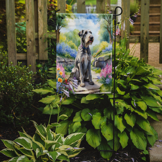 Irish Wolfhound Spring Path Garden Flag  – Dog-Themed Floral Outdoor Decor