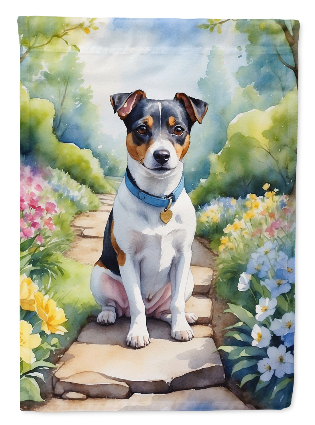 Jack Russell Terrier Spring Path Garden Flag  – Dog-Themed Floral Outdoor Decor