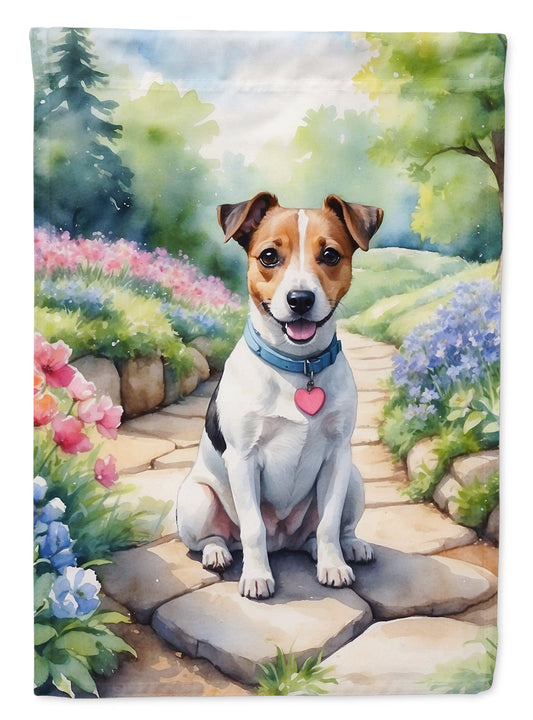 Jack Russell Terrier Spring Path Garden Flag  – Dog-Themed Floral Outdoor Decor