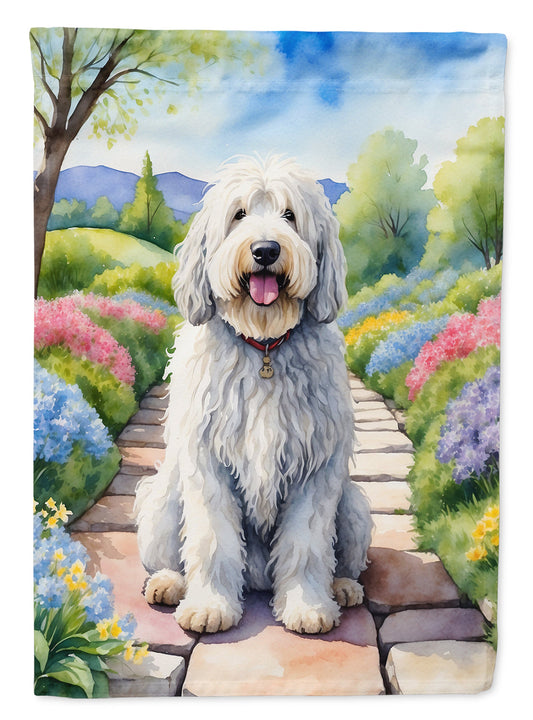 Komondor Spring Path Garden Flag  – Dog-Themed Floral Outdoor Decor