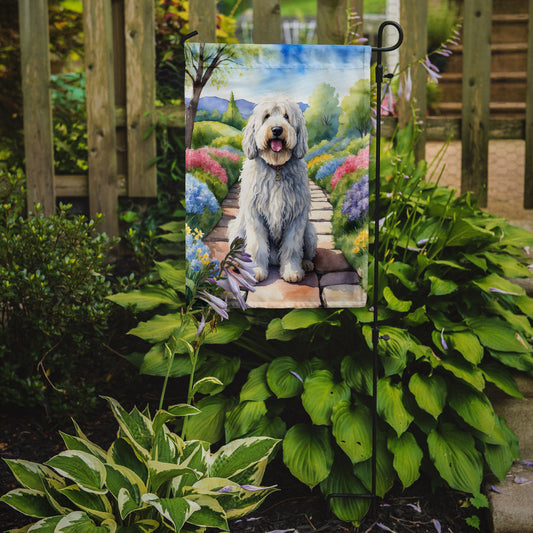 Komondor Spring Path Garden Flag  – Dog-Themed Floral Outdoor Decor