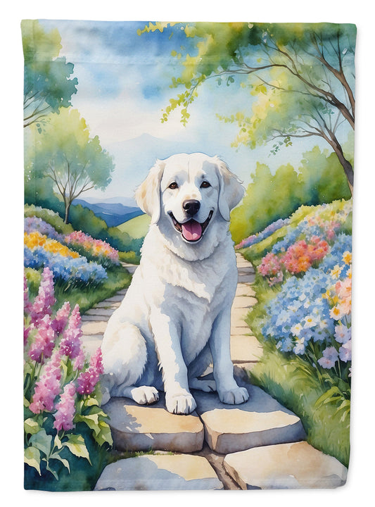 Kuvasz Spring Path Garden Flag  – Dog-Themed Floral Outdoor Decor